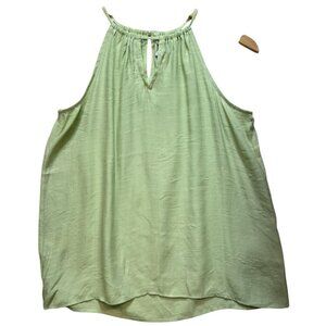 Nine West Women's High Neck Keyhole Tank Top Sleeveless Stretch Sz XS Mint Green